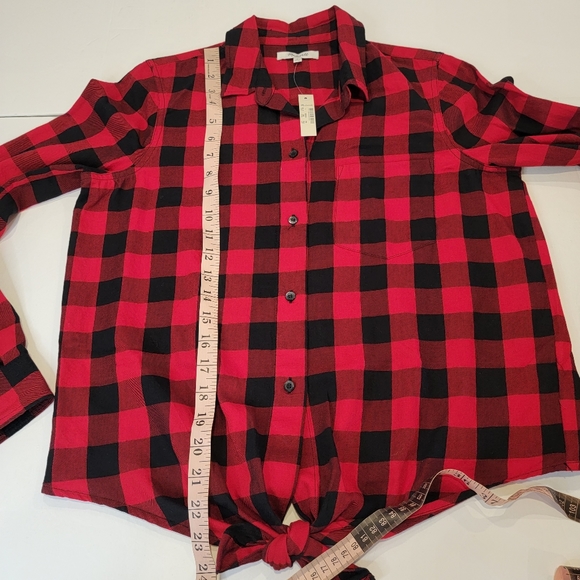 Madewell CUSTOM Front Tie Red Black Buffalo Plaid Flannel Shirt Charlie Daniel's - Picture 14 of 16